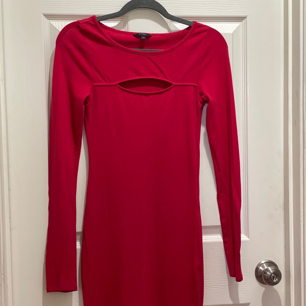 Guess Long Sleeve Red Dress